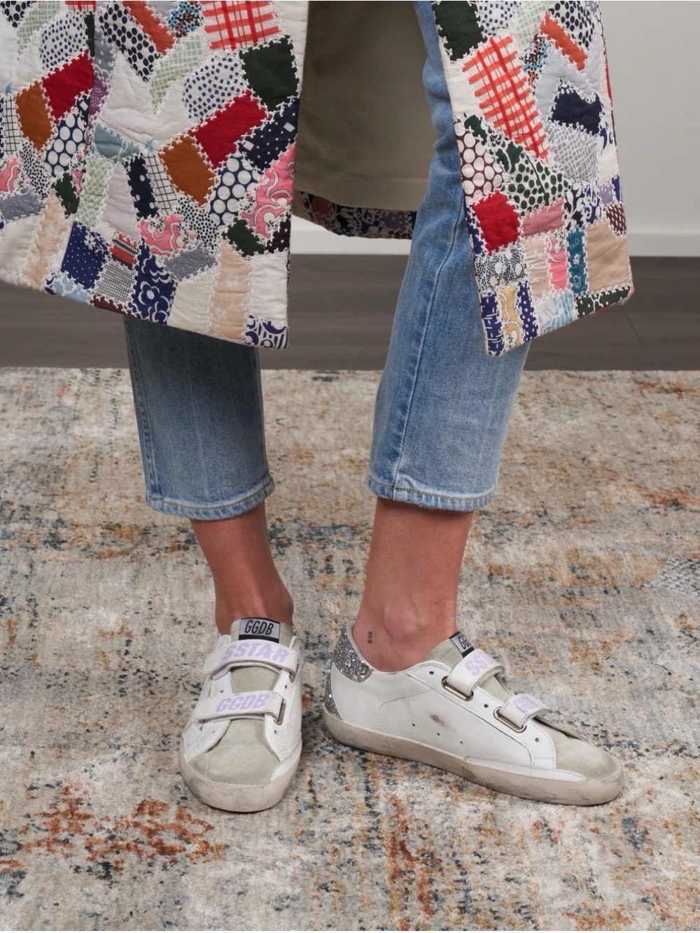 Women’s Golden Goose White & Light Purple Velcro Sneakers - SSTAR Style